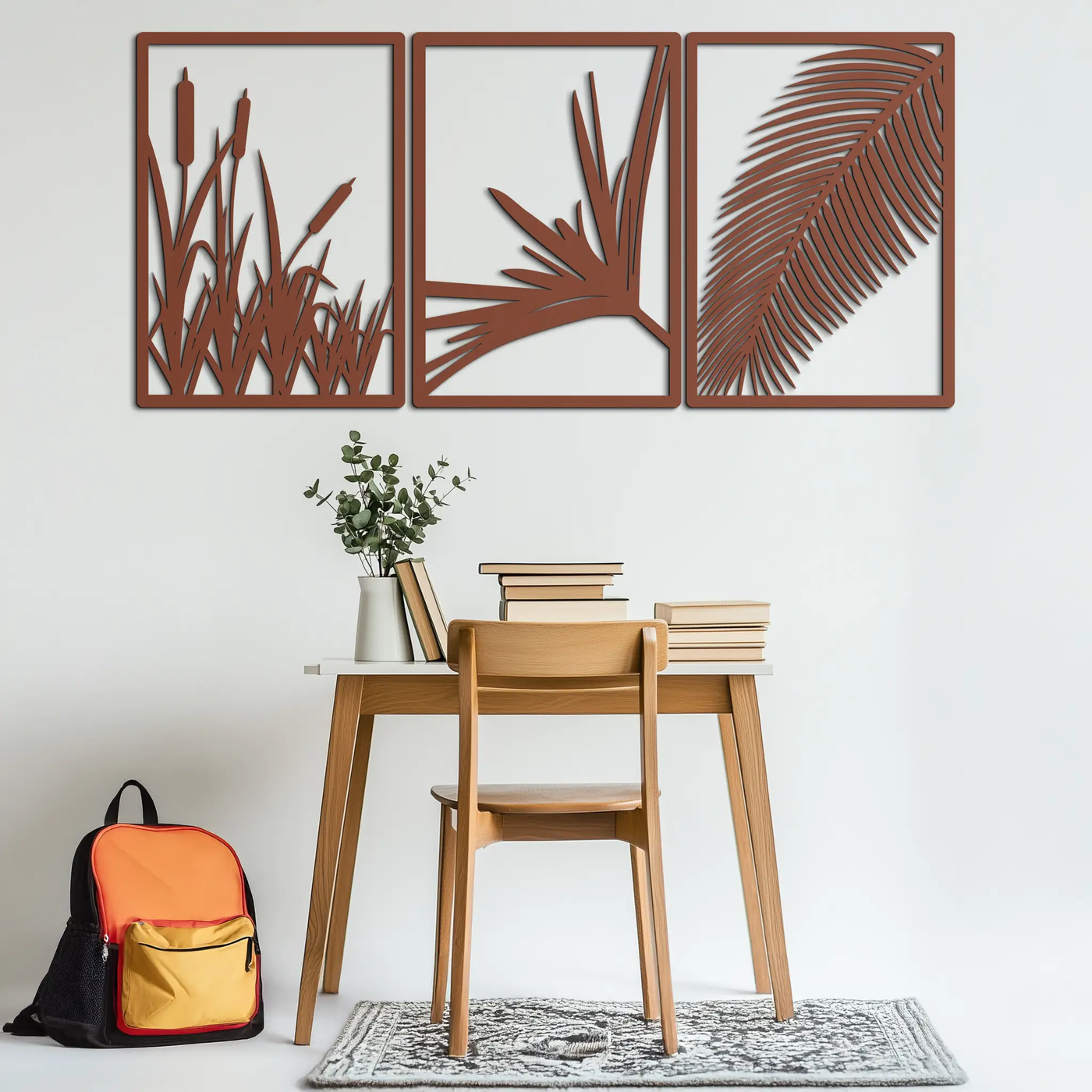 Tropical Metal Wall Art – 3-Panel Botanical Design - KAF216 by Enova Art