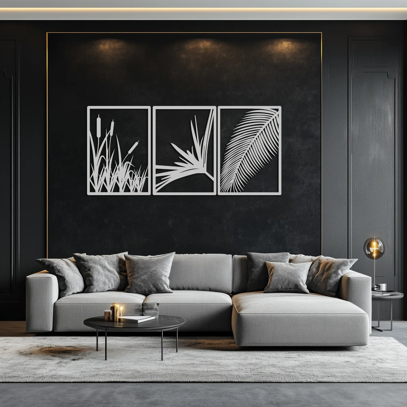 Tropical Metal Wall Art – 3-Panel Botanical Design - KAF216 by Enova Art