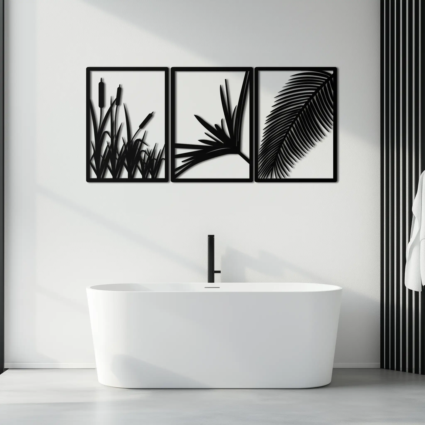 Tropical Metal Wall Art – 3-Panel Botanical Design - KAF216 by Enova Art