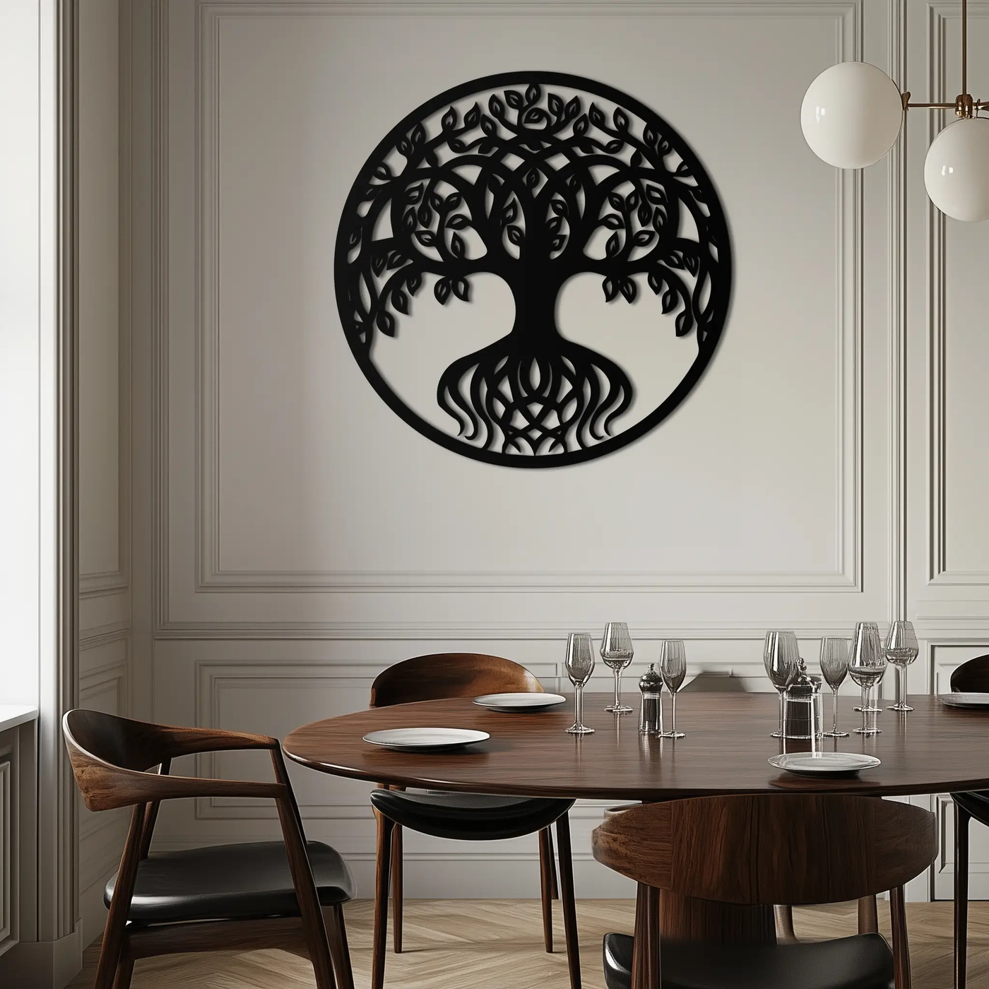 Round Tree of Life Metal Wall Art – Nature-Inspired Decor - KAF217 by Enova Art