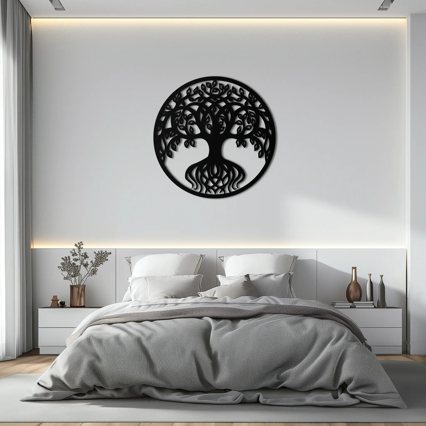 Round Tree of Life Metal Wall Art – Nature-Inspired Decor - KAF217 by Enova Art