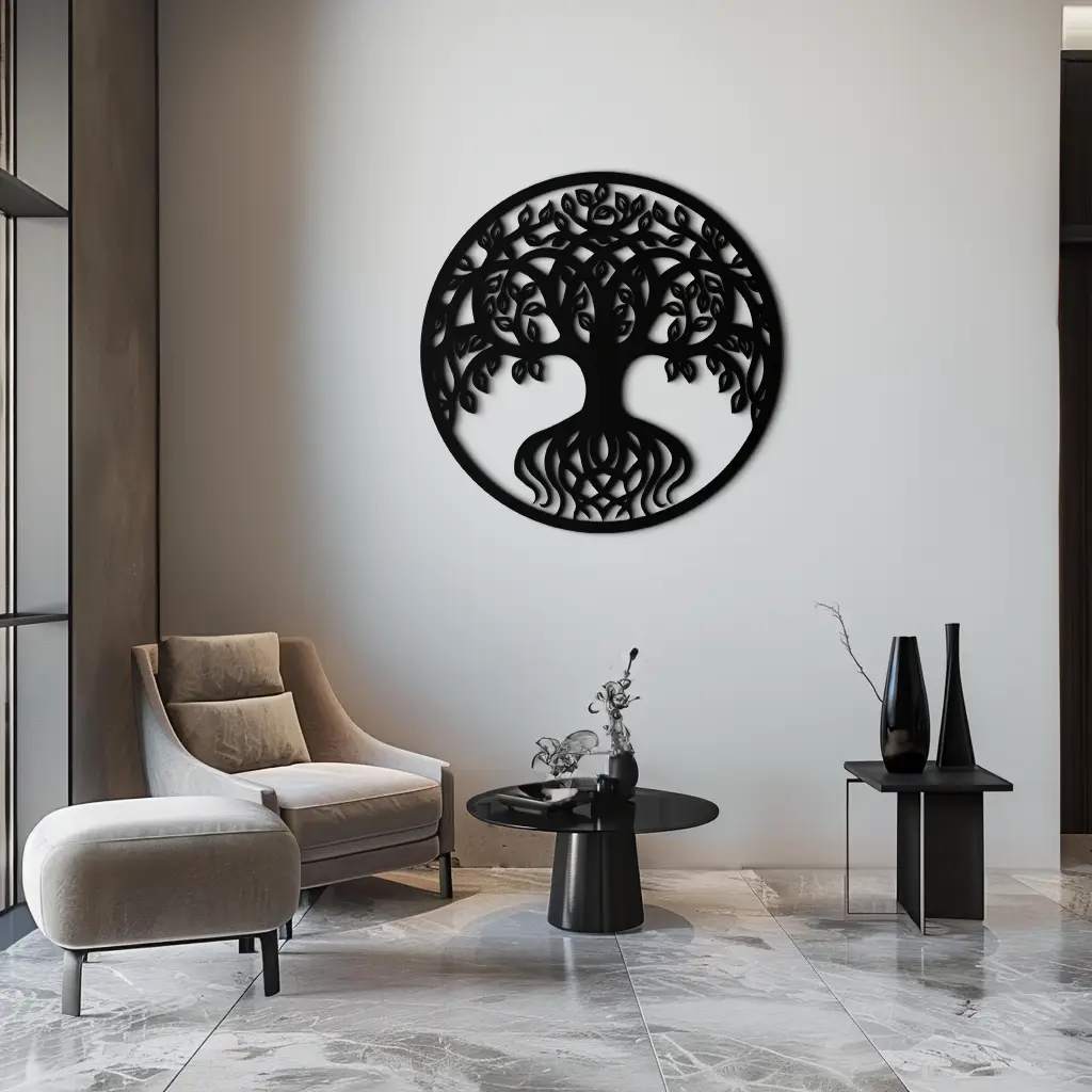 Round Tree of Life Metal Wall Art – Nature-Inspired Decor - KAF217 by Enova Art