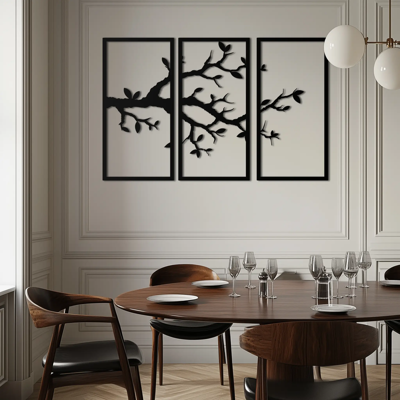 Branch Metal Wall Art – 3-Panel Minimalist Tree Design - KAF218 by Enova Art
