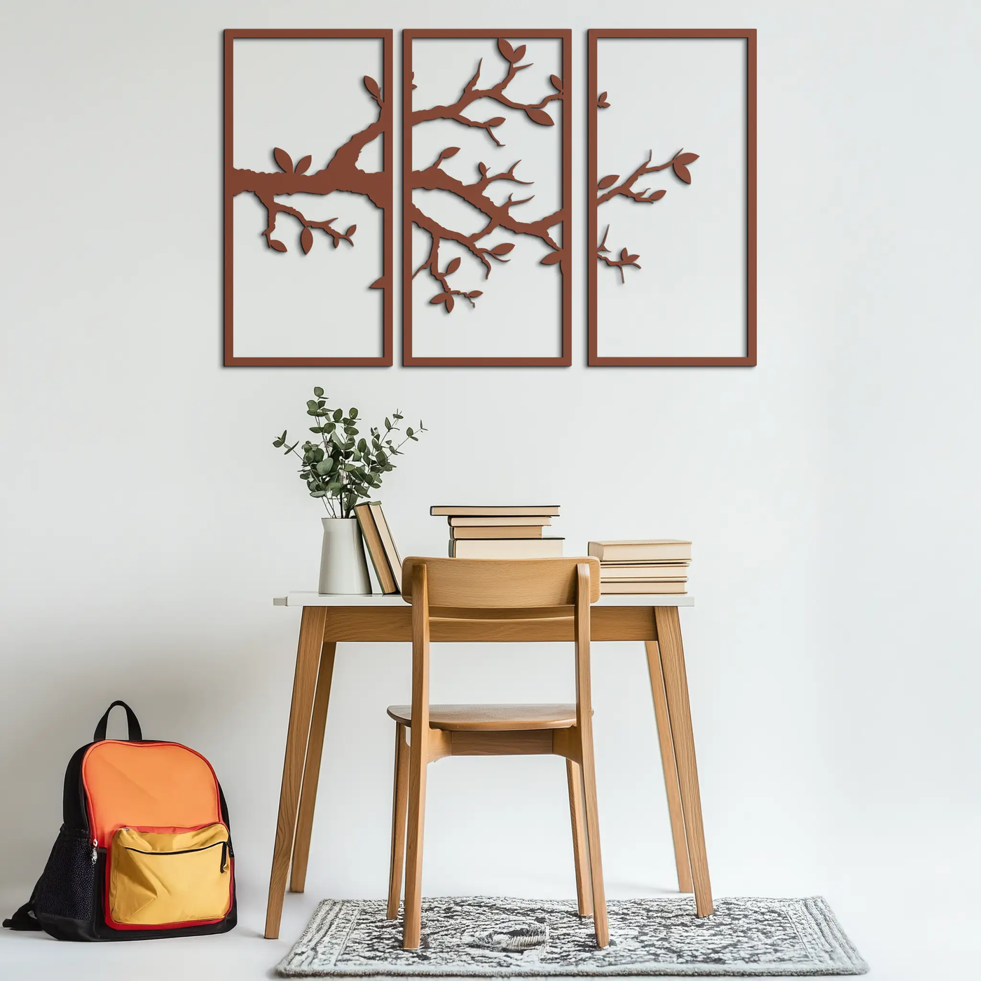 Branch Metal Wall Art – 3-Panel Minimalist Tree Design - KAF218 by Enova Art