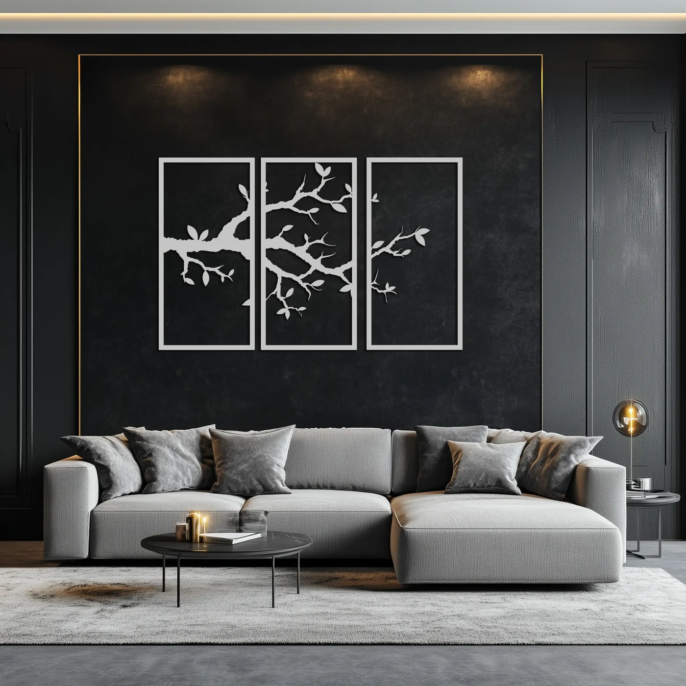 Branch Metal Wall Art – 3-Panel Minimalist Tree Design - KAF218 by Enova Art