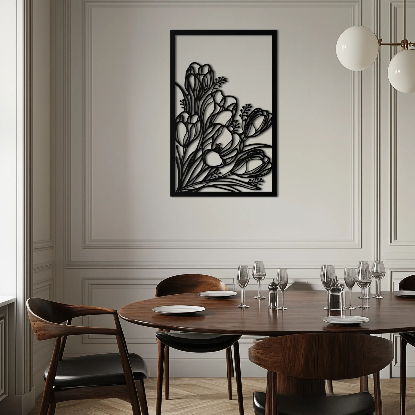 Floral Metal Wall Art – Elegant Botanical Home Decor - KAF219 by Enova Art