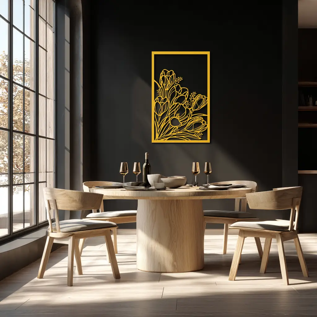 Floral Metal Wall Art – Elegant Botanical Home Decor - KAF219 by Enova Art