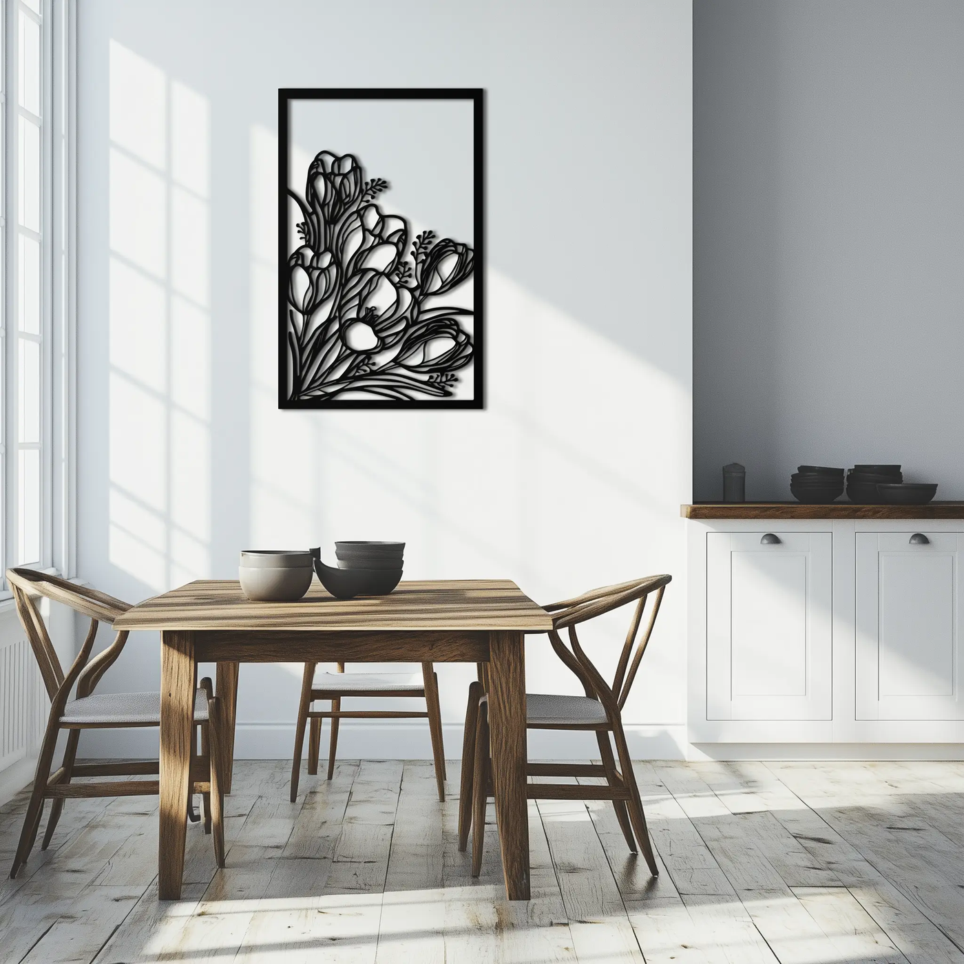 Floral Metal Wall Art – Elegant Botanical Home Decor - KAF219 by Enova Art