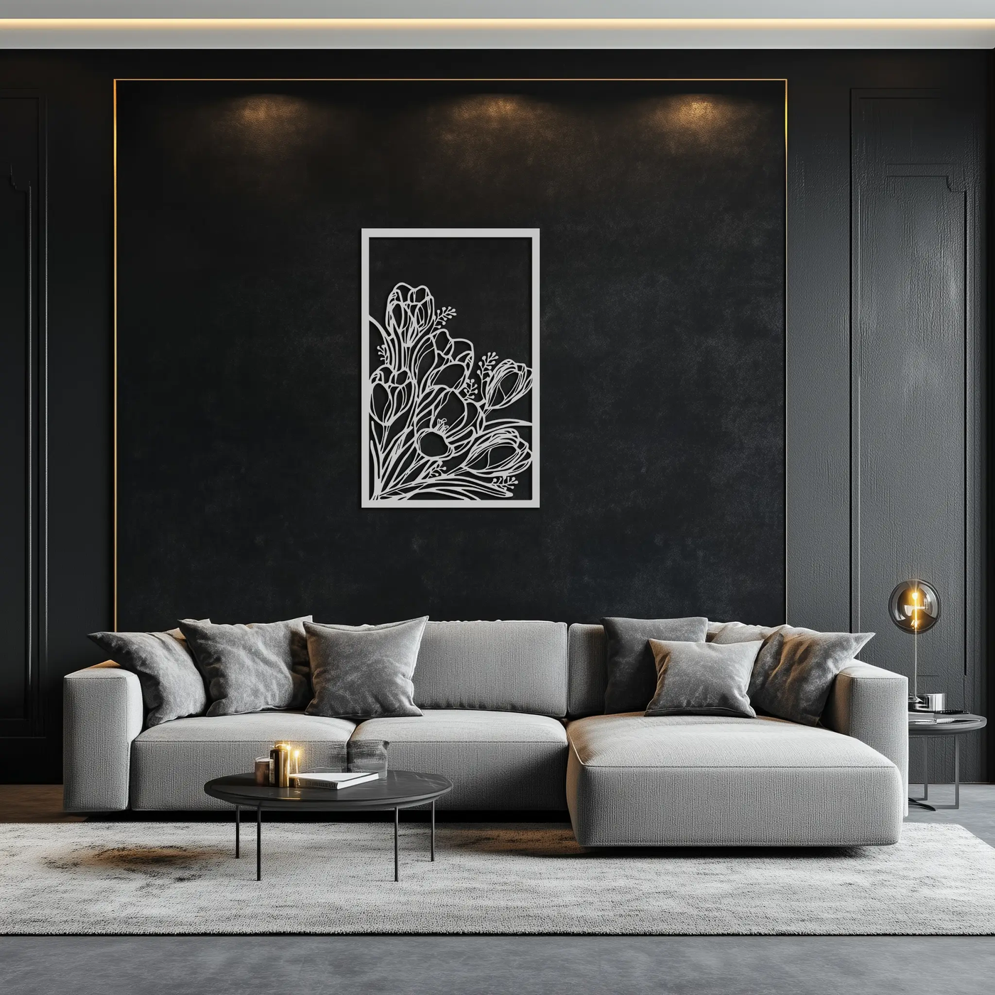 Floral Metal Wall Art – Elegant Botanical Home Decor - KAF219 by Enova Art