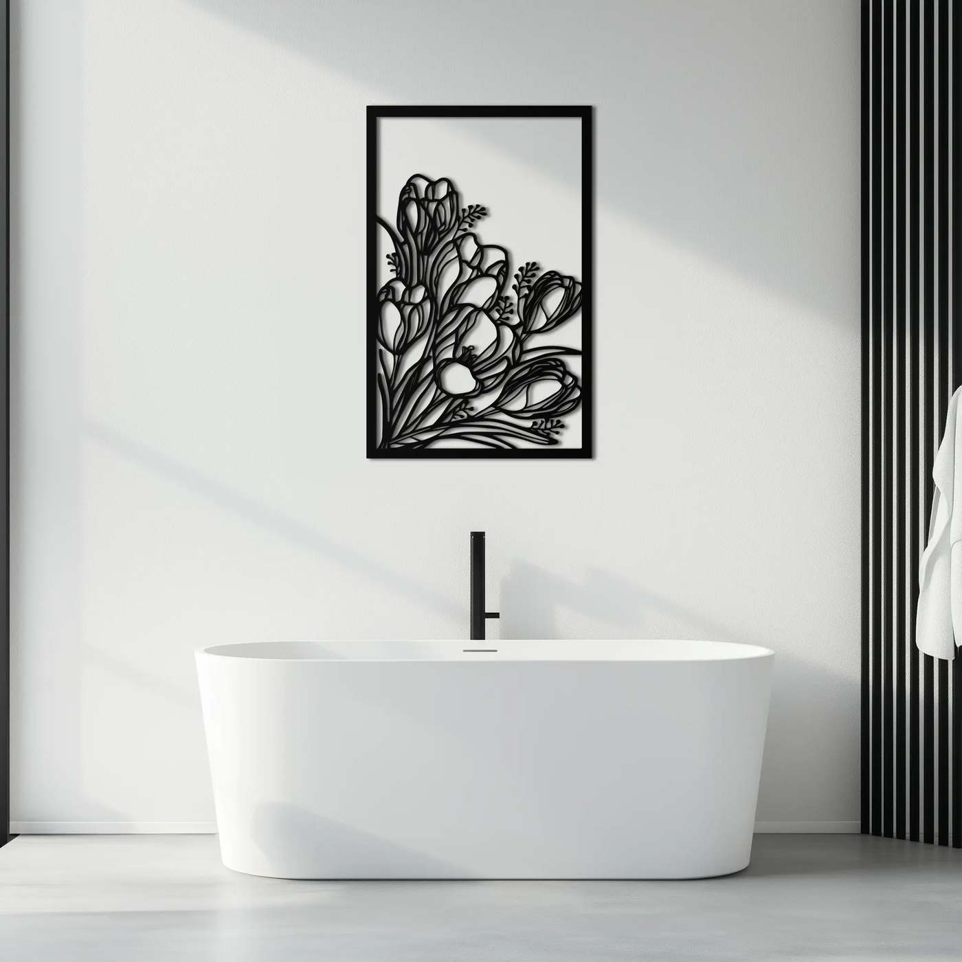 Floral Metal Wall Art – Elegant Botanical Home Decor - KAF219 by Enova Art