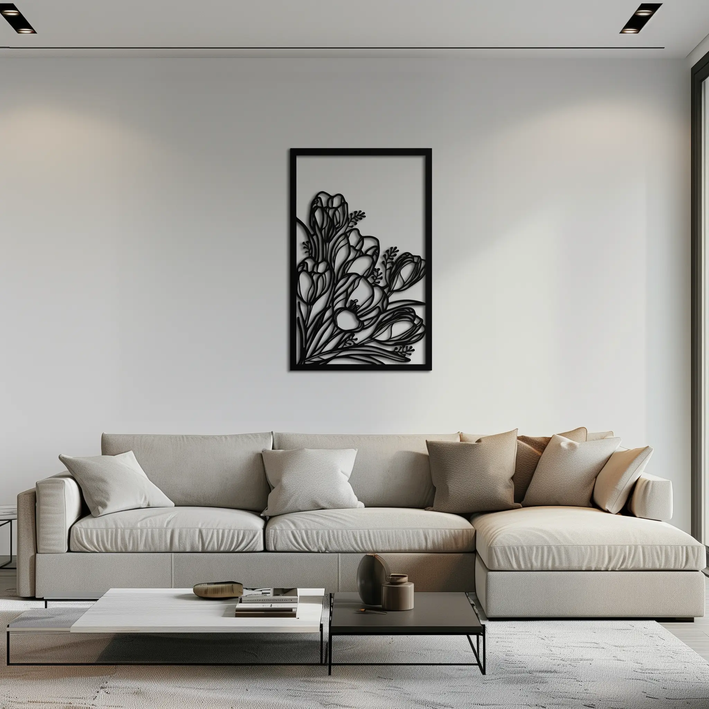 Floral Metal Wall Art – Elegant Botanical Home Decor - KAF219 by Enova Art