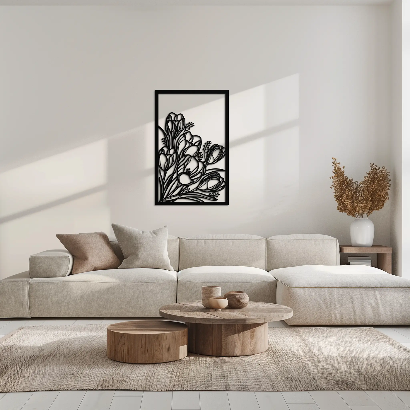 Floral Metal Wall Art – Elegant Botanical Home Decor - KAF219 by Enova Art