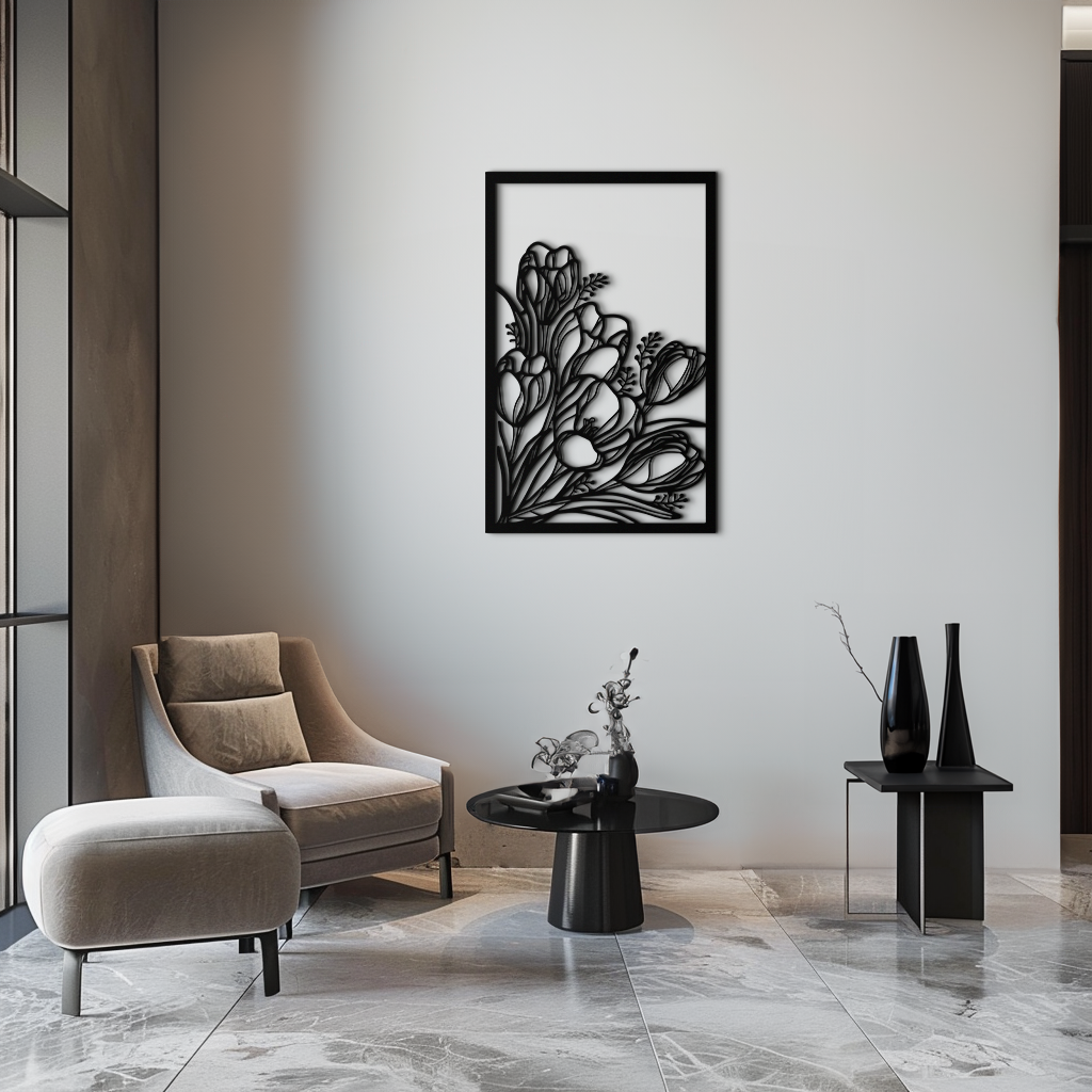 Floral Metal Wall Art – Elegant Botanical Home Decor - KAF219 by Enova Art