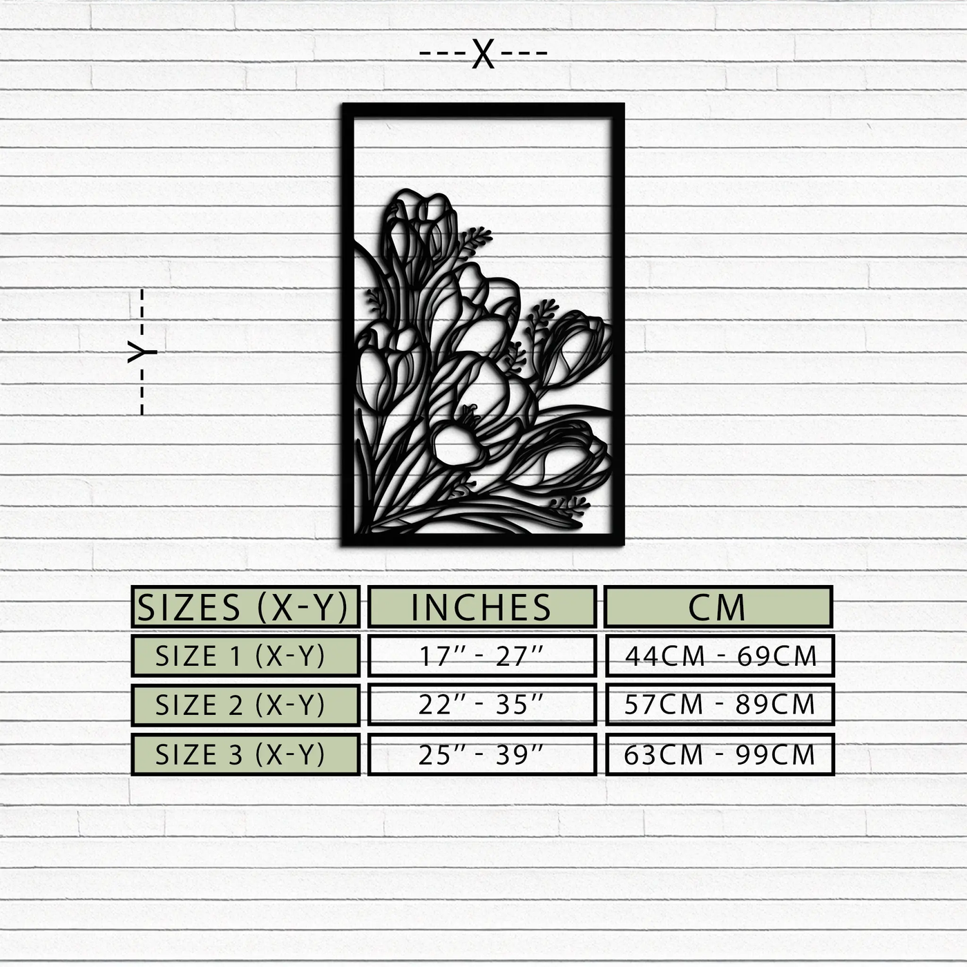 Floral Metal Wall Art – Elegant Botanical Home Decor - KAF219 by Enova Art