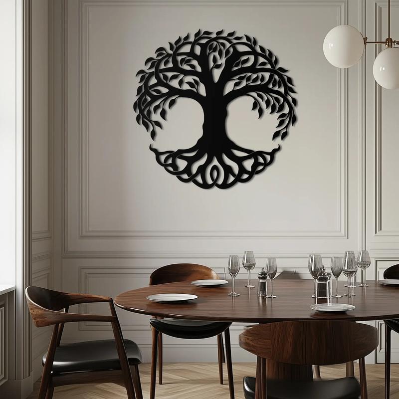 Tree of Life Metal Wall Art – Round Nature-Inspired Decor - KAF220 by Enova Art