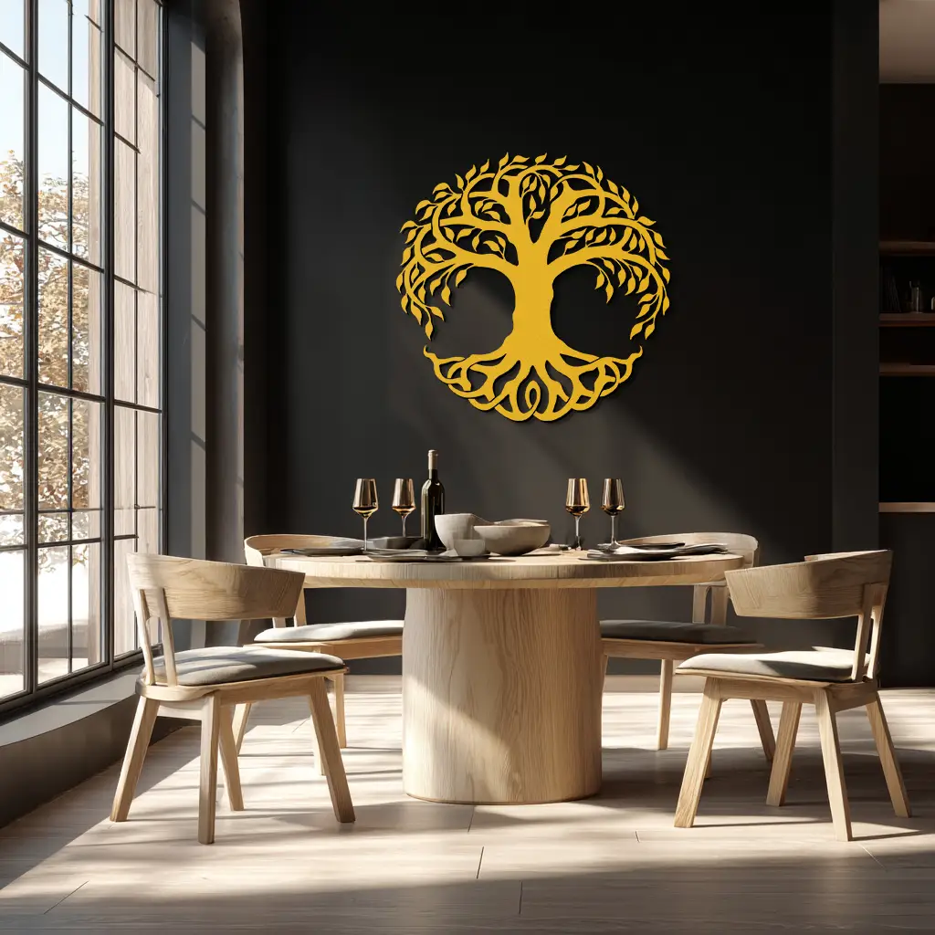 Tree of Life Metal Wall Art – Round Nature-Inspired Decor - KAF220 by Enova Art
