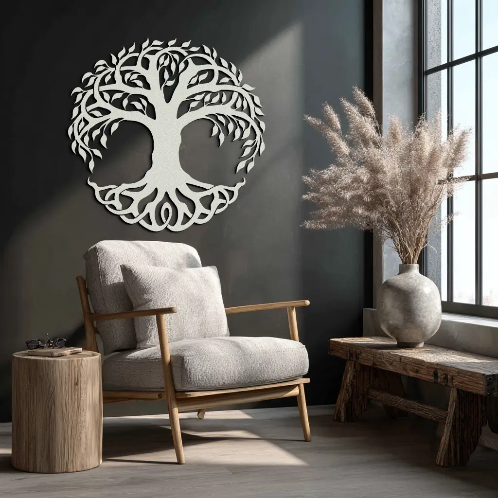 Tree of Life Metal Wall Art – Round Nature-Inspired Decor - KAF220 by Enova Art