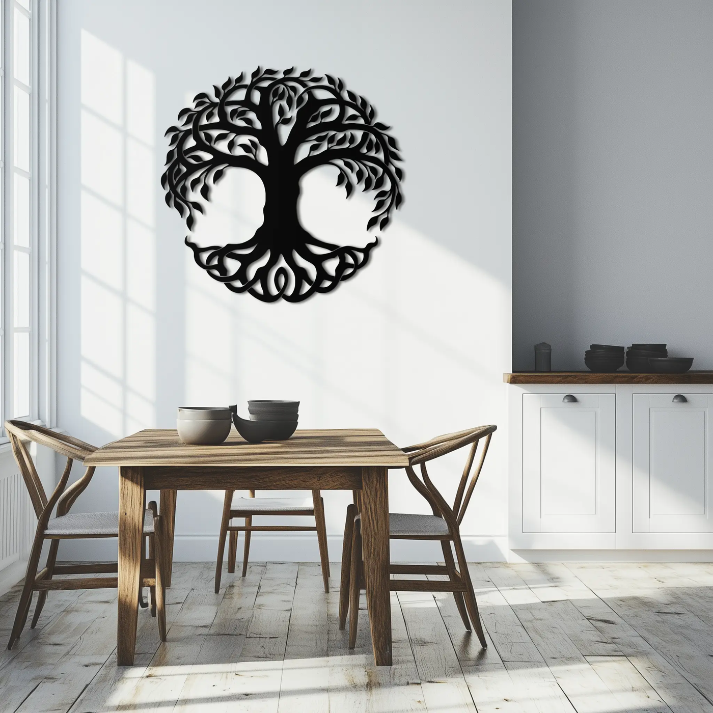 Tree of Life Metal Wall Art – Round Nature-Inspired Decor - KAF220 by Enova Art