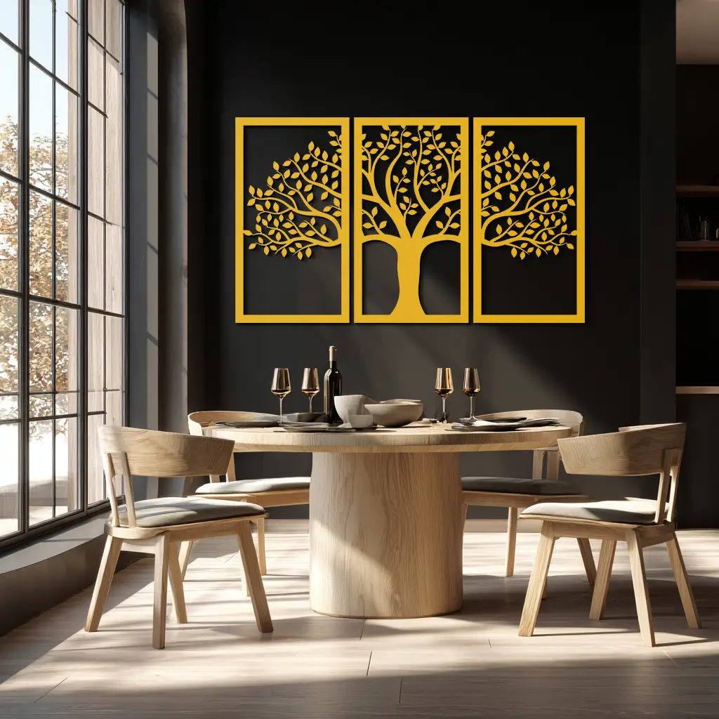 Tree of Life Metal Wall Art – 3-Panel Nature Decor - KAF221 by Enova Art