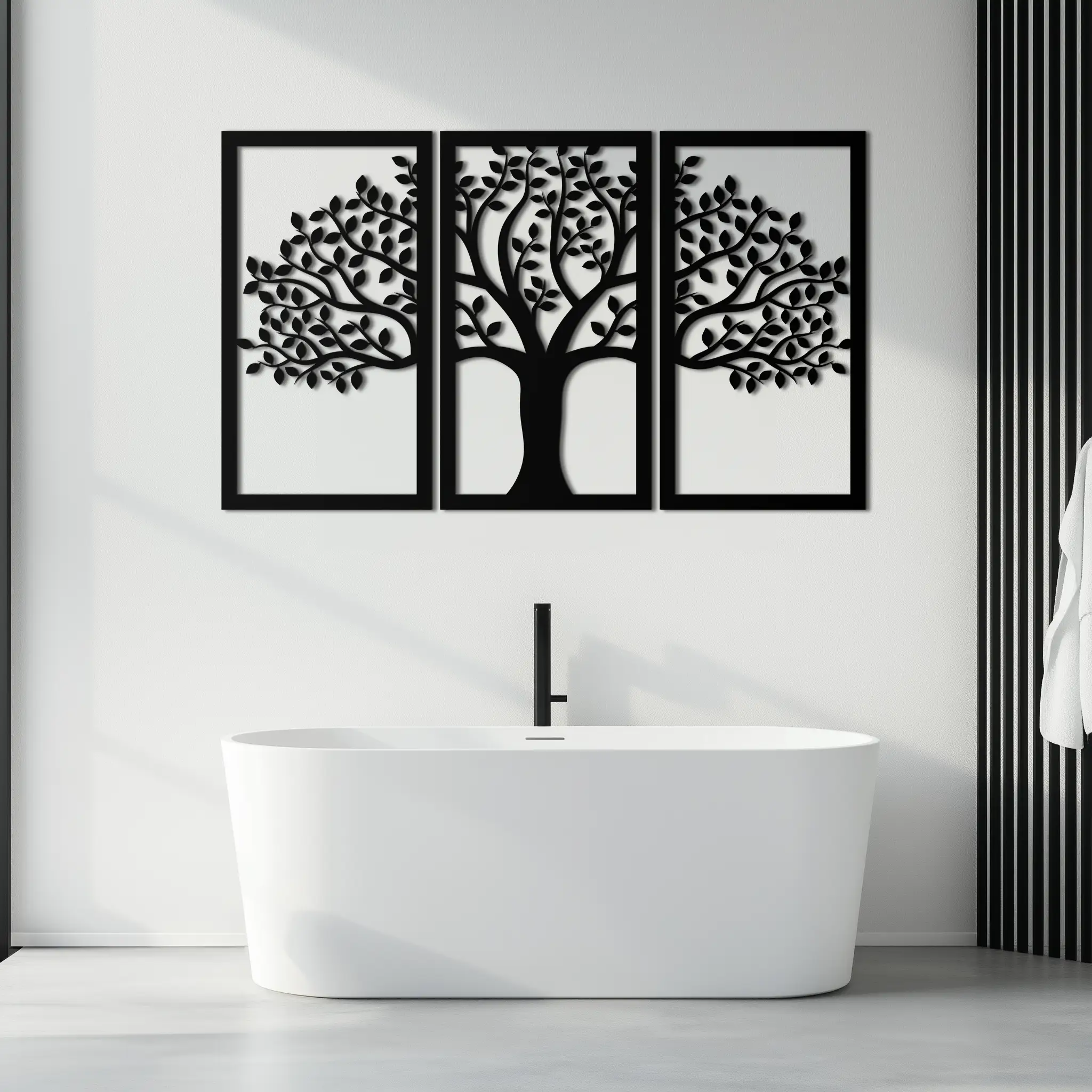 Tree of Life Metal Wall Art – 3-Panel Nature Decor - KAF221 by Enova Art