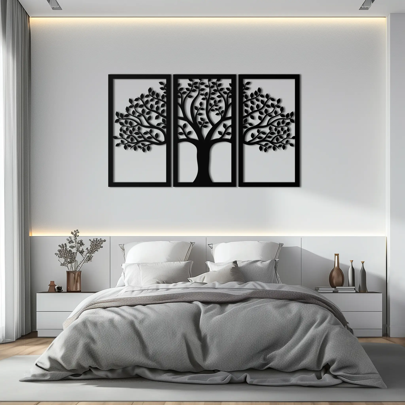 Tree of Life Metal Wall Art – 3-Panel Nature Decor - KAF221 by Enova Art