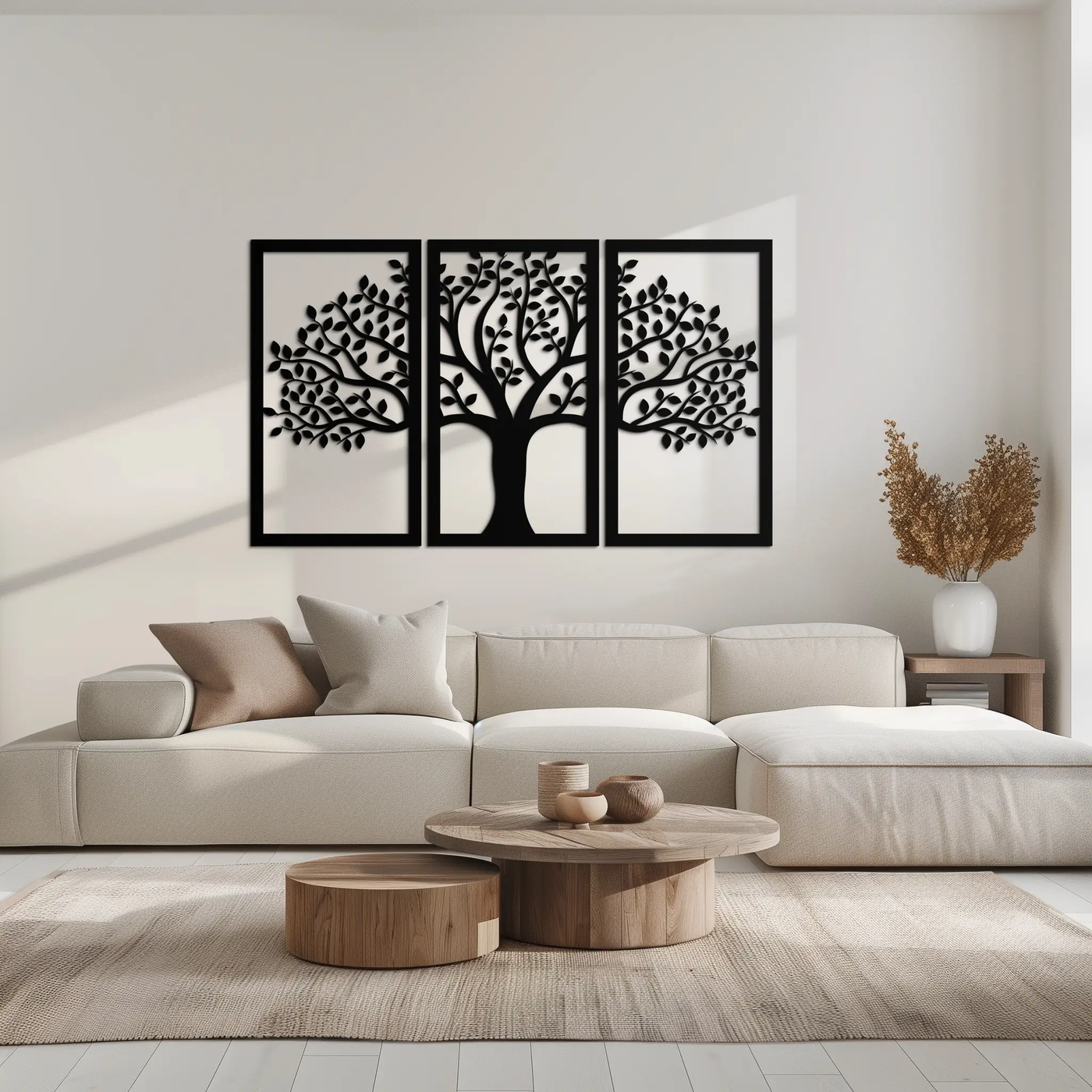 Tree of Life Metal Wall Art – 3-Panel Nature Decor - KAF221 by Enova Art