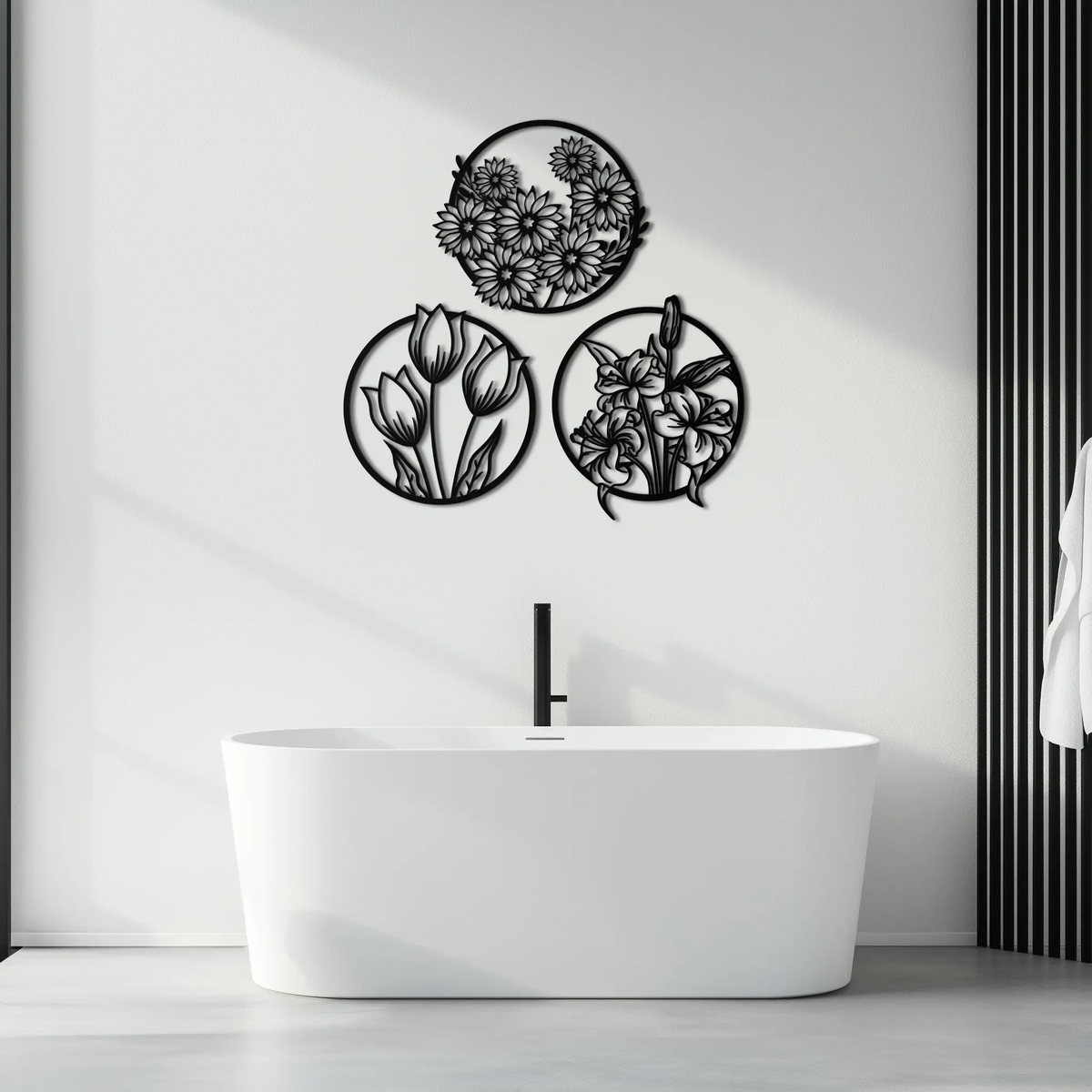 Floral Harmony Metal Wall Art - Set of Three Elegant Botanical Designs - KAF223 by Enova Art