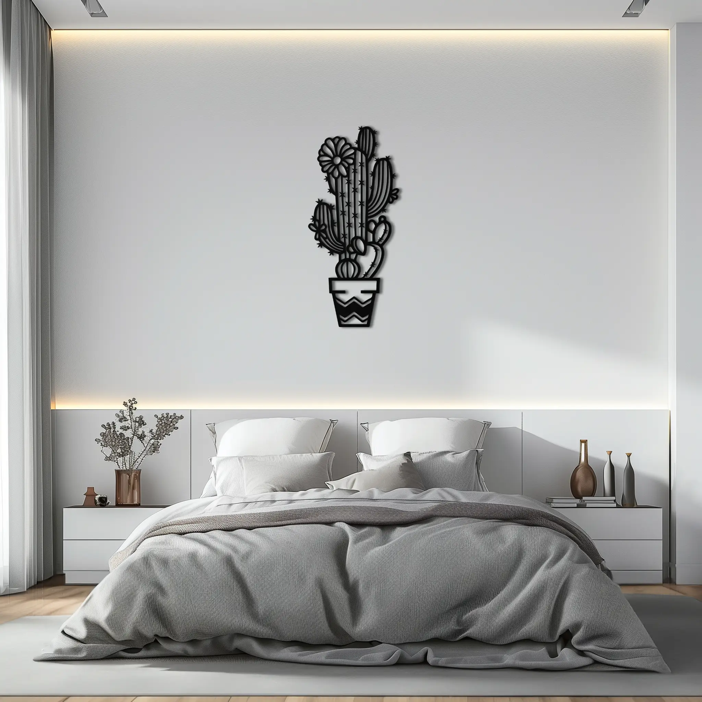 Cactus Metal Wall Art - Modern Geometric Desert Decor - KAF224 by Enova Art