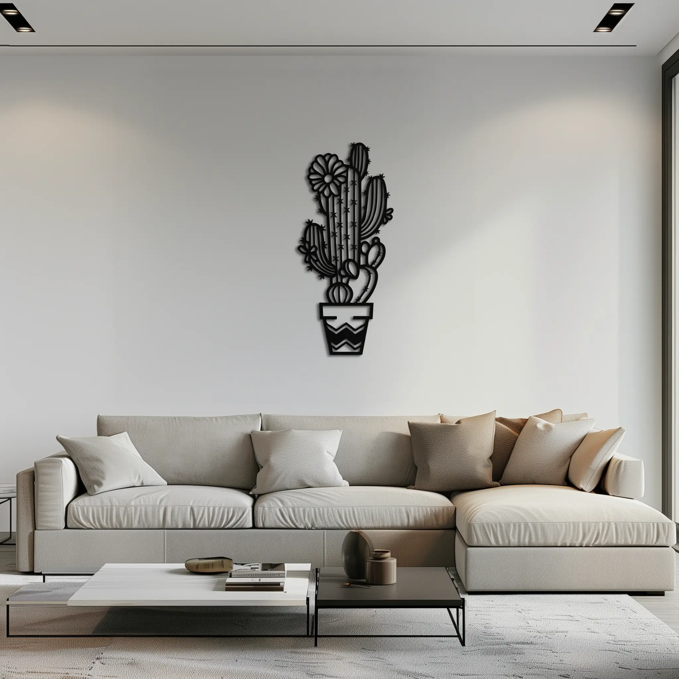 Cactus Metal Wall Art - Modern Geometric Desert Decor - KAF224 by Enova Art
