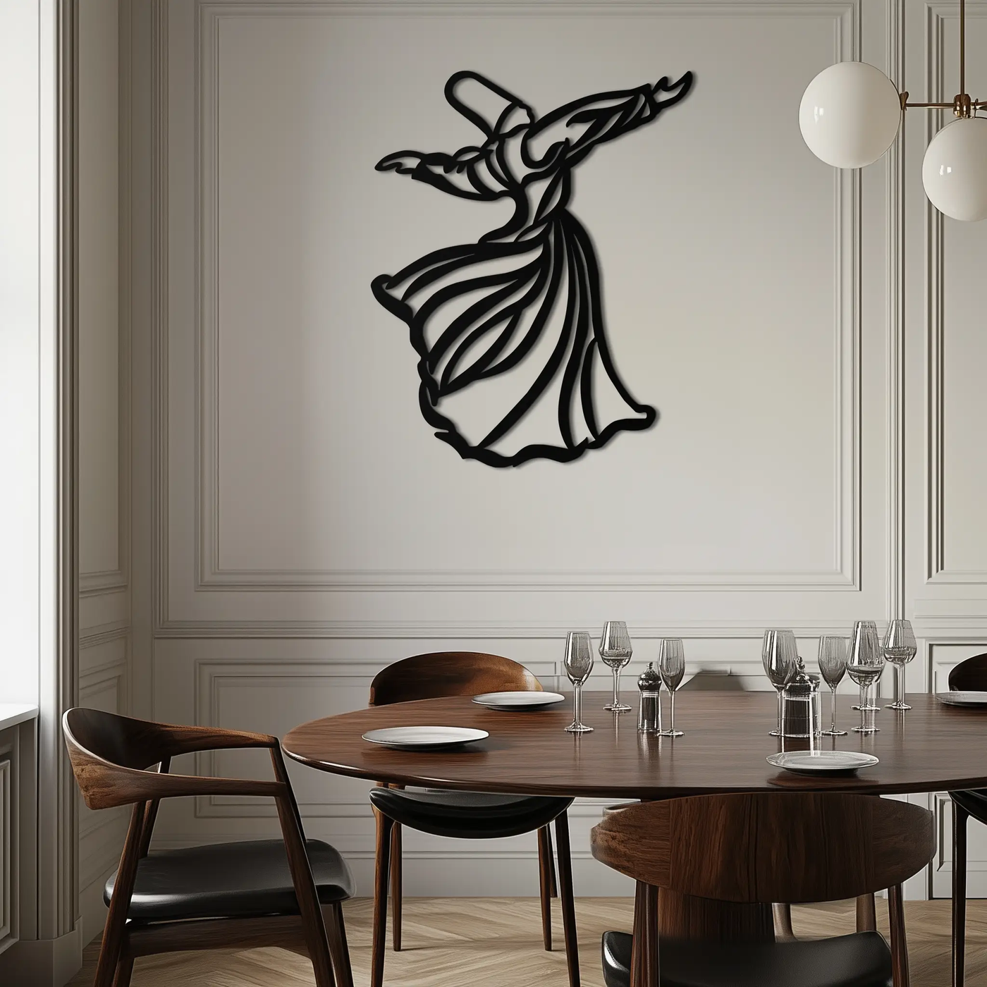 Semazen Metal Wall Art - Whirling Dervish Sufi Decor - KAF226 by Enova Art