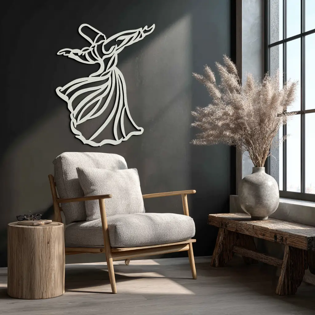 Semazen Metal Wall Art - Whirling Dervish Sufi Decor - KAF226 by Enova Art