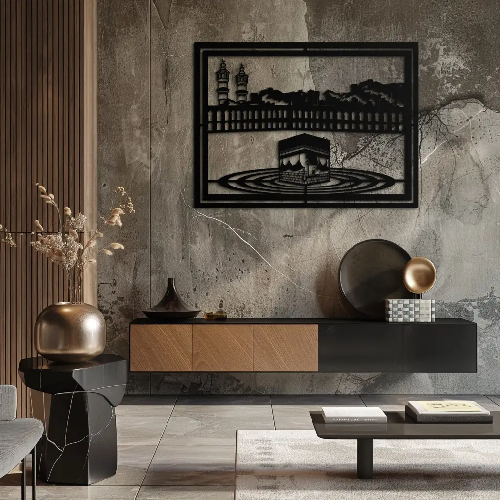 Kaaba Metal Wall Art - Sacred Islamic Wall Decor - KAF232 by Enova Art