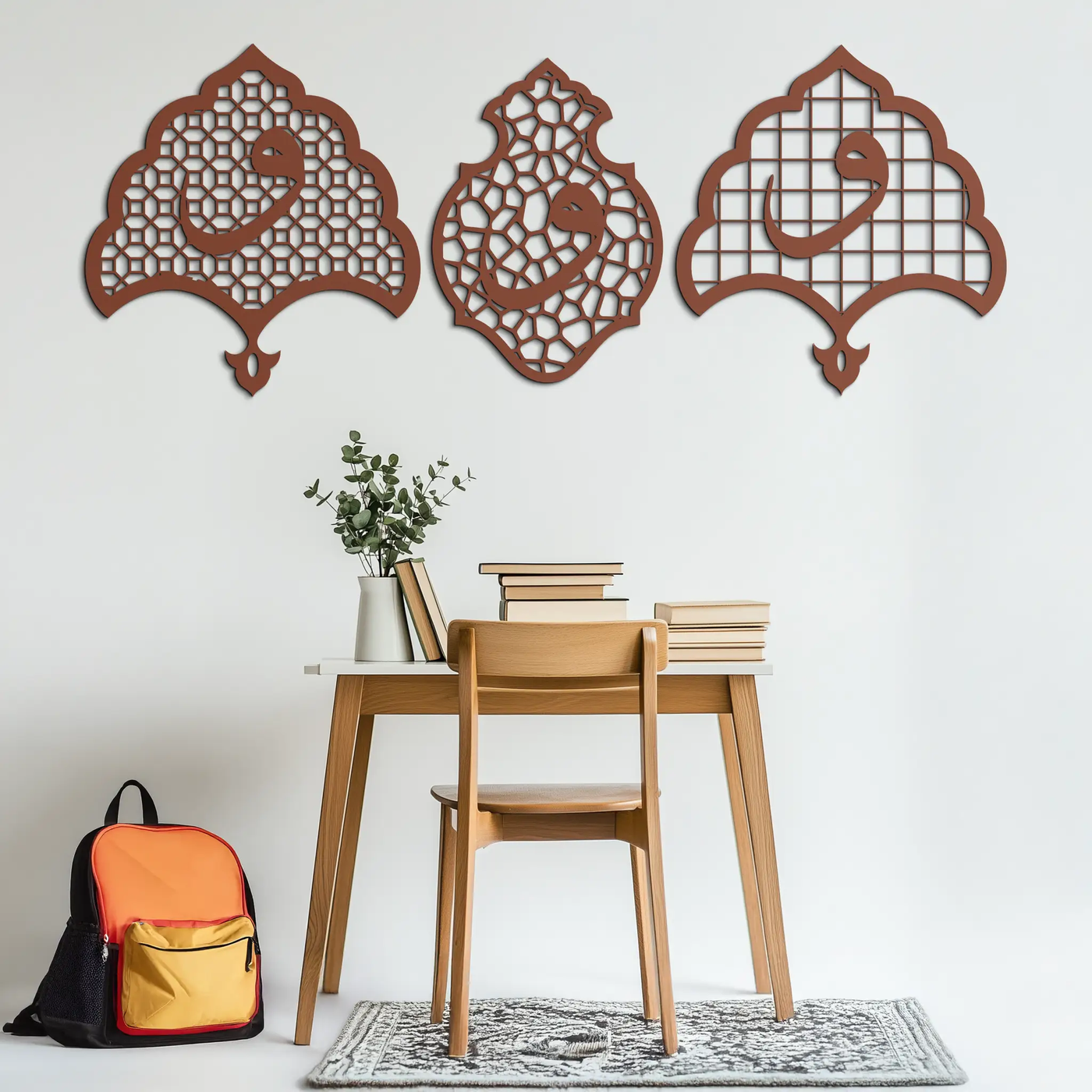 Vav Calligraphy Metal Wall Art - Set of Three Elegant Islamic Designs - KAF243 by Enova Art
