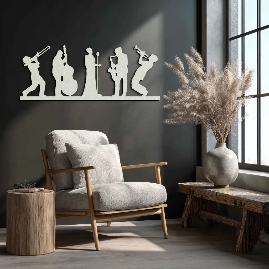 Jazz Band Metal Wall Art - Modern Musician Silhouette Decor- KAF254 by Enova Art