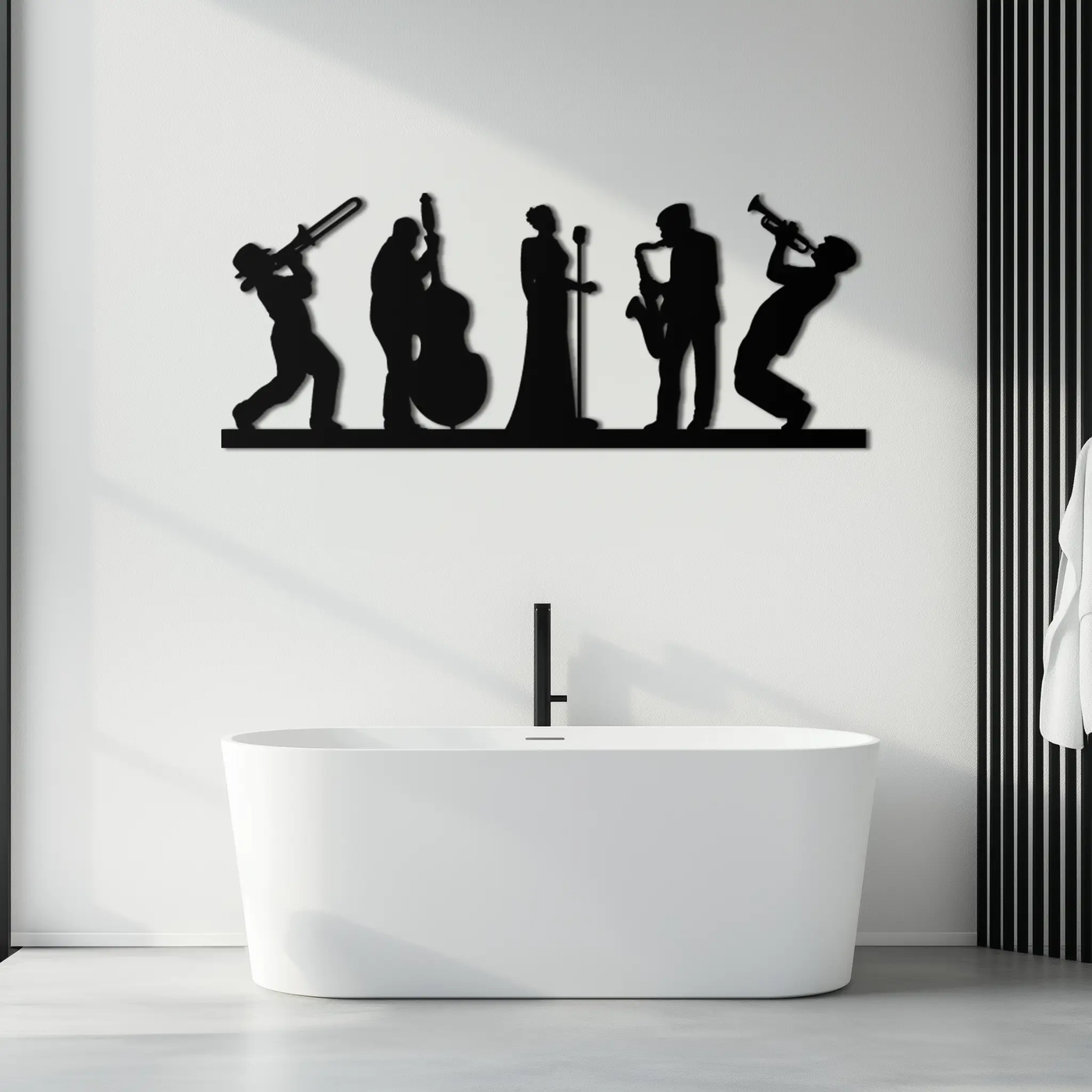 Jazz Band Metal Wall Art - Modern Musician Silhouette Decor- KAF254 by Enova Art