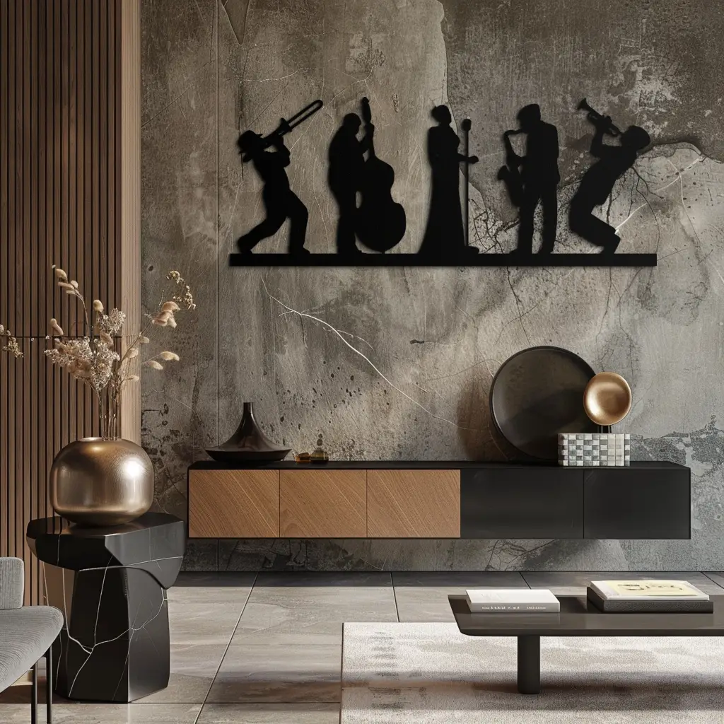 Jazz Band Metal Wall Art - Modern Musician Silhouette Decor- KAF254 by Enova Art