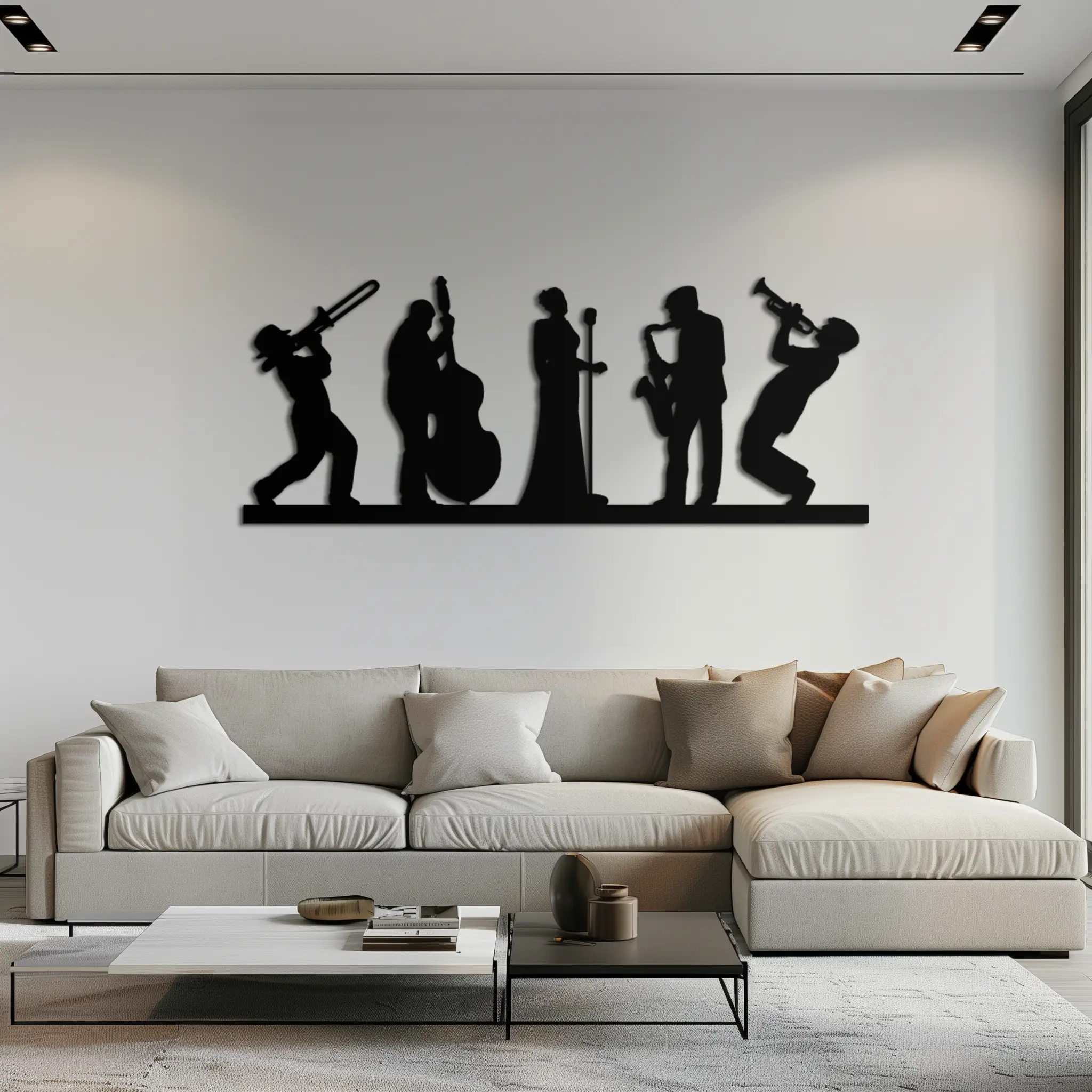 Jazz Band Metal Wall Art - Modern Musician Silhouette Decor- KAF254 by Enova Art