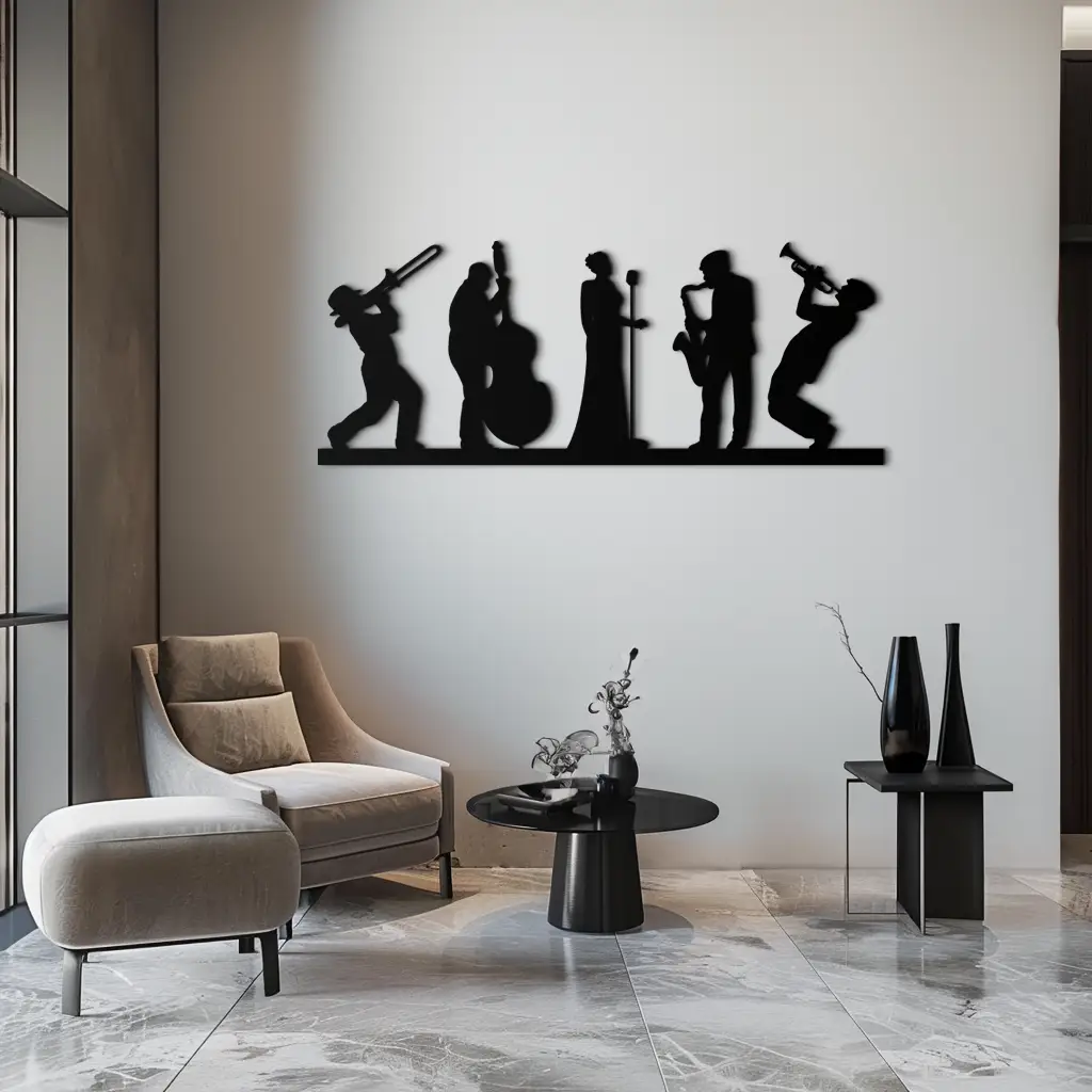 Jazz Band Metal Wall Art - Modern Musician Silhouette Decor- KAF254 by Enova Art