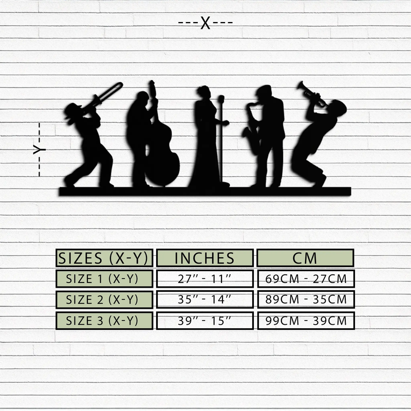 Jazz Band Metal Wall Art - Modern Musician Silhouette Decor- KAF254 by Enova Art