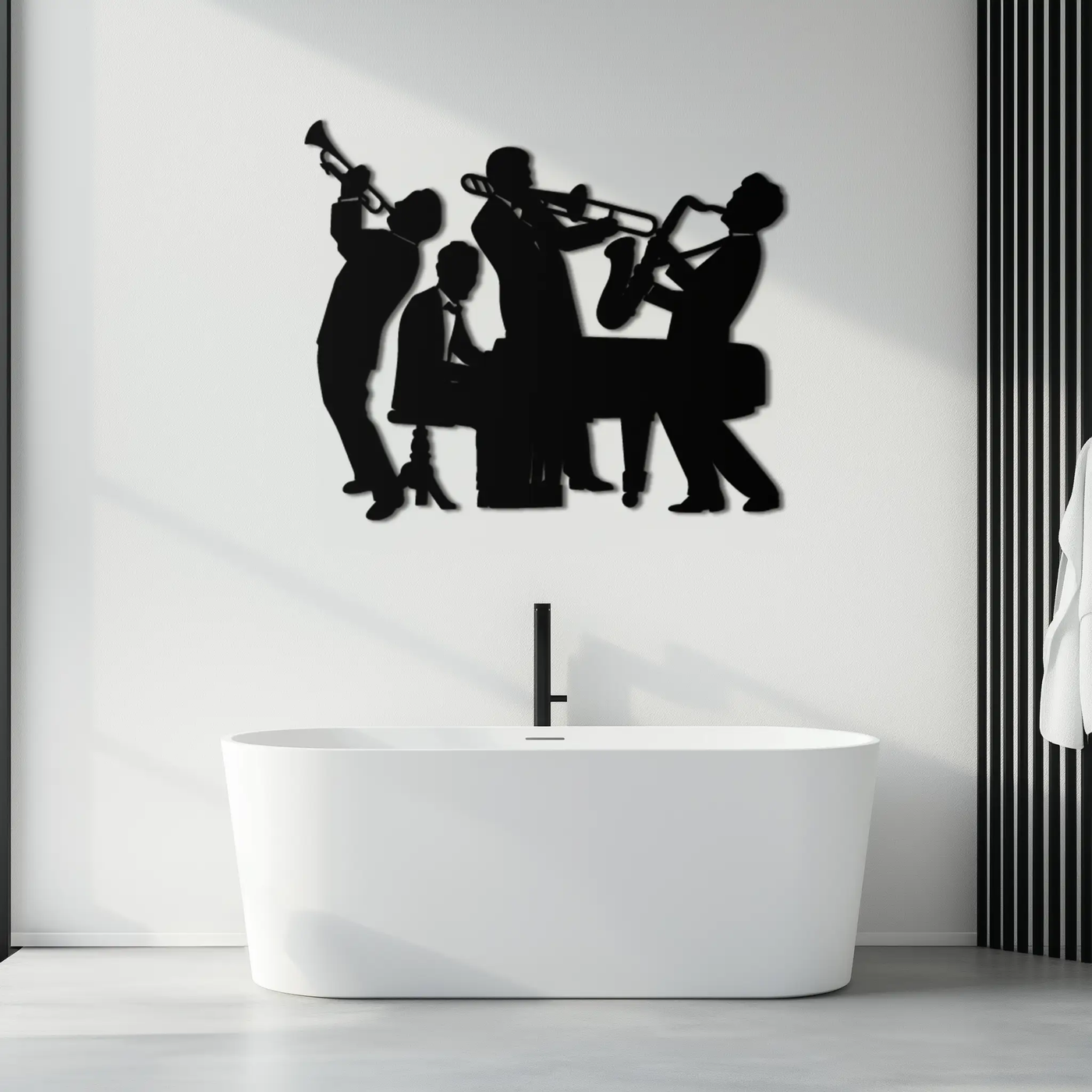 Jazz Band Metal Wall Art - Modern Musical Silhouette Decor- KAF255 by Enova Art