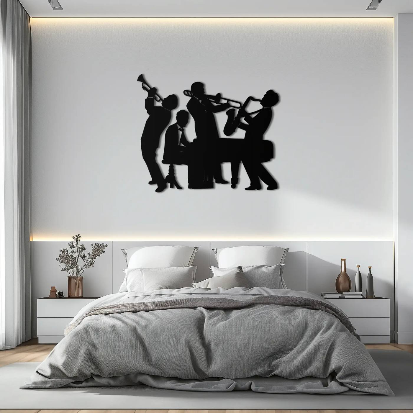Jazz Band Metal Wall Art - Modern Musical Silhouette Decor- KAF255 by Enova Art