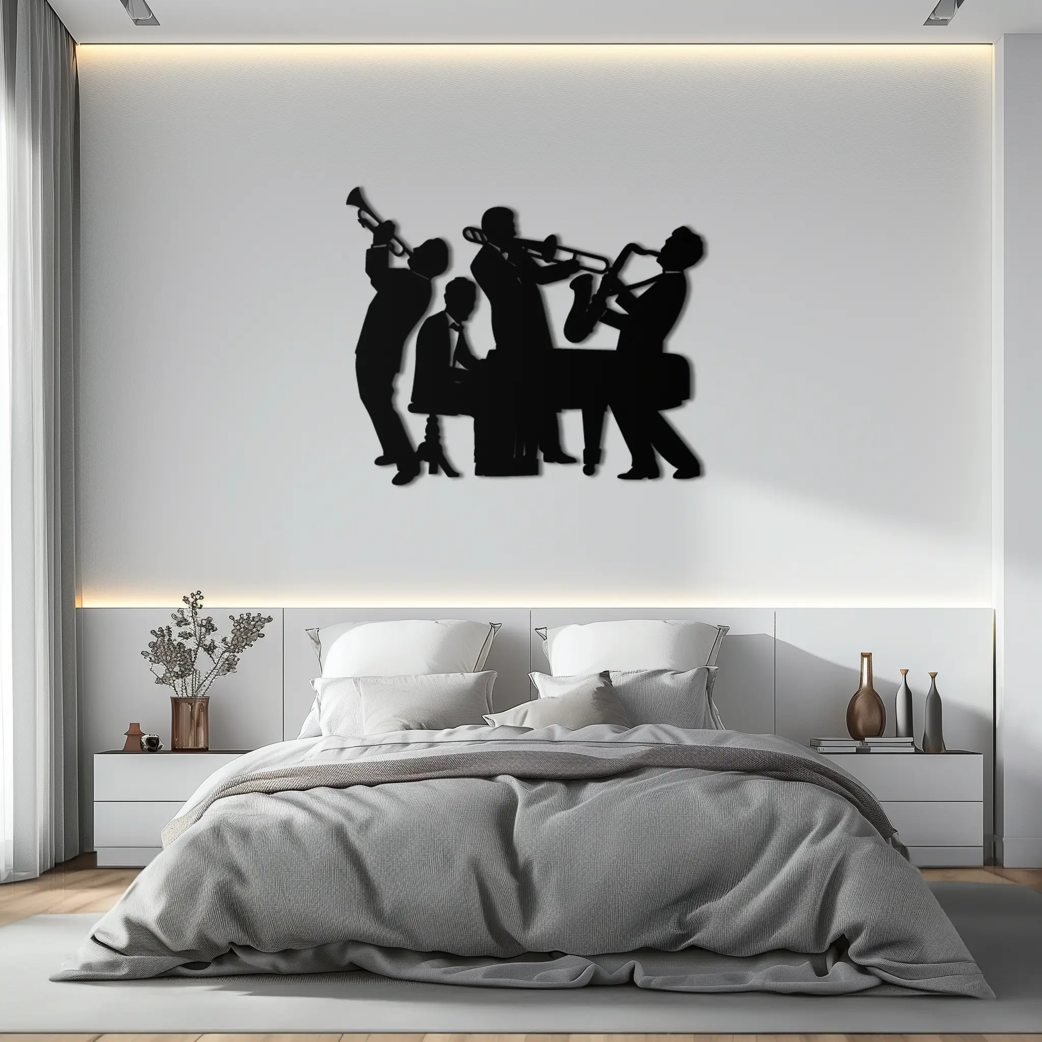 Jazz Band Metal Wall Art - Modern Musical Silhouette Decor- KAF255 by Enova Art