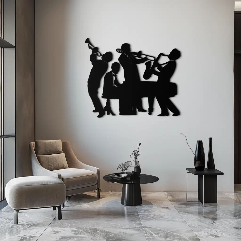 Jazz Band Metal Wall Art - Modern Musical Silhouette Decor- KAF255 by Enova Art