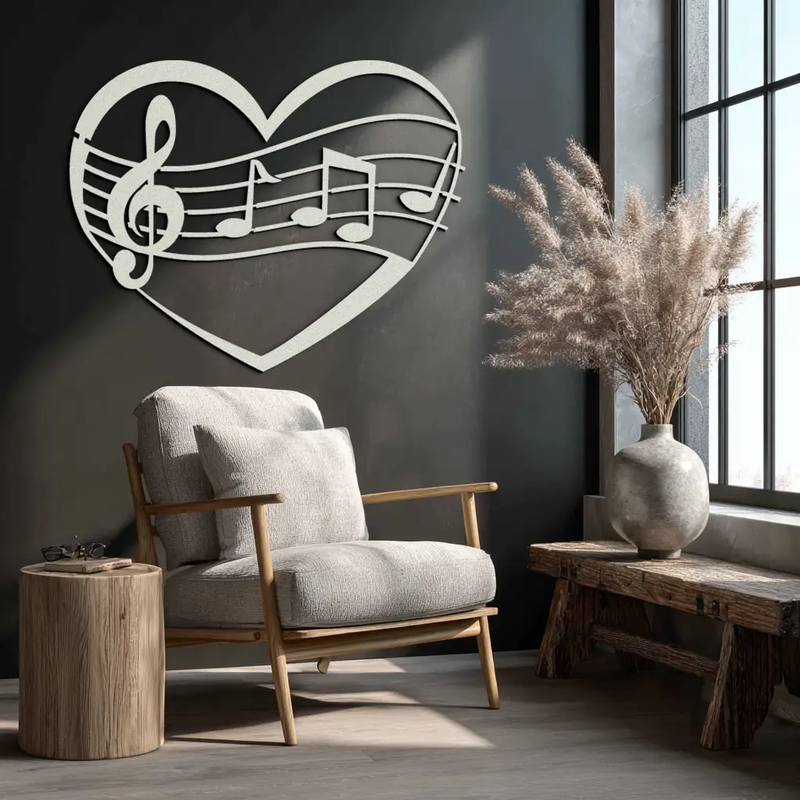 Musical Heart Metal Wall Art - Music Lover’s Home Decor- KAF256 by Enova Art