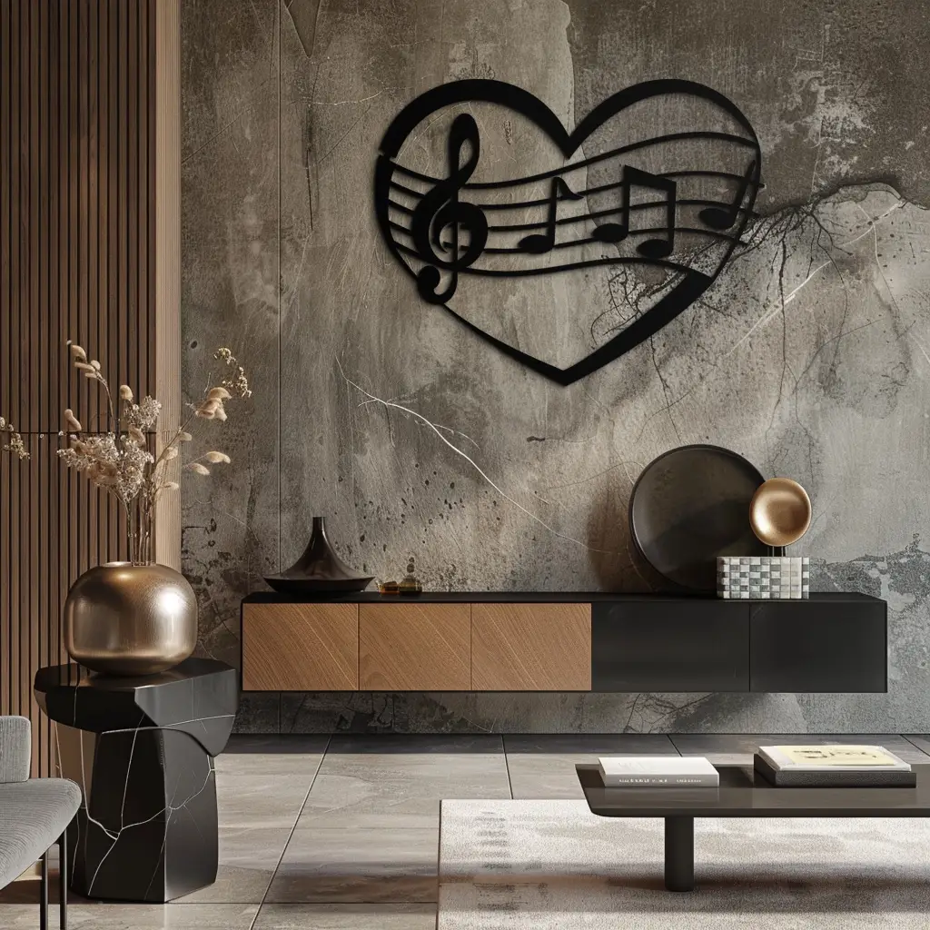 Musical Heart Metal Wall Art - Music Lover’s Home Decor- KAF256 by Enova Art