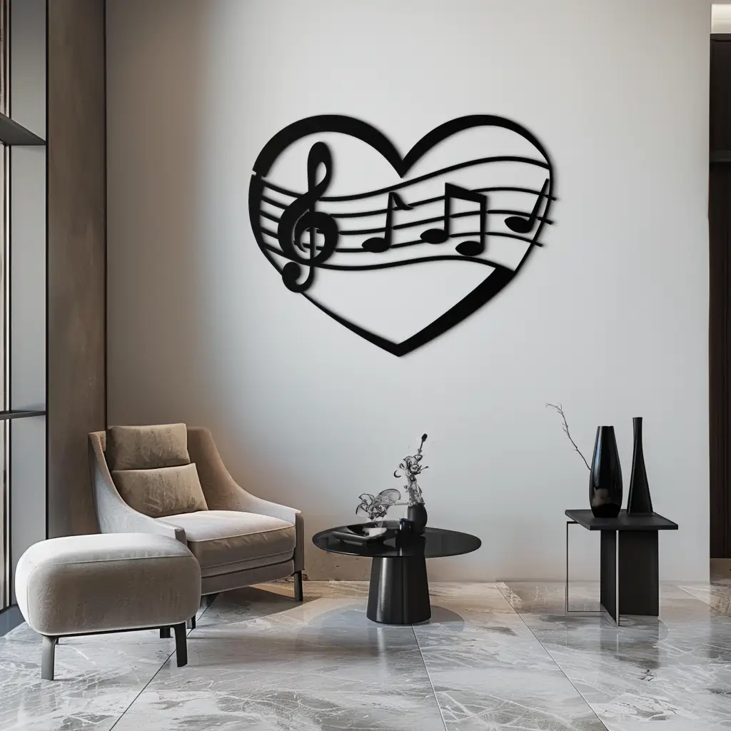 Musical Heart Metal Wall Art - Music Lover’s Home Decor- KAF256 by Enova Art