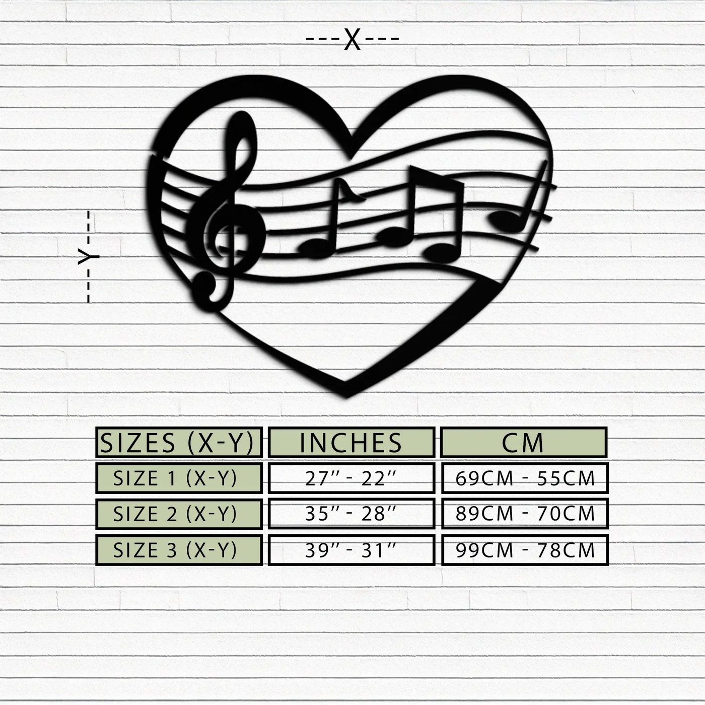 Musical Heart Metal Wall Art - Music Lover’s Home Decor- KAF256 by Enova Art