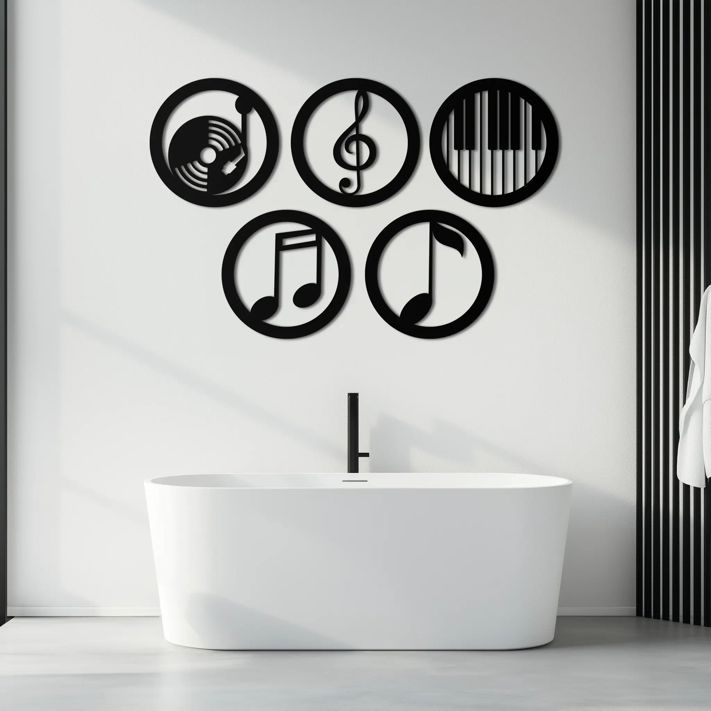 Music Notes & Instruments Wall Art - Modern Metal Music Decor- KAF257 by Enova Art