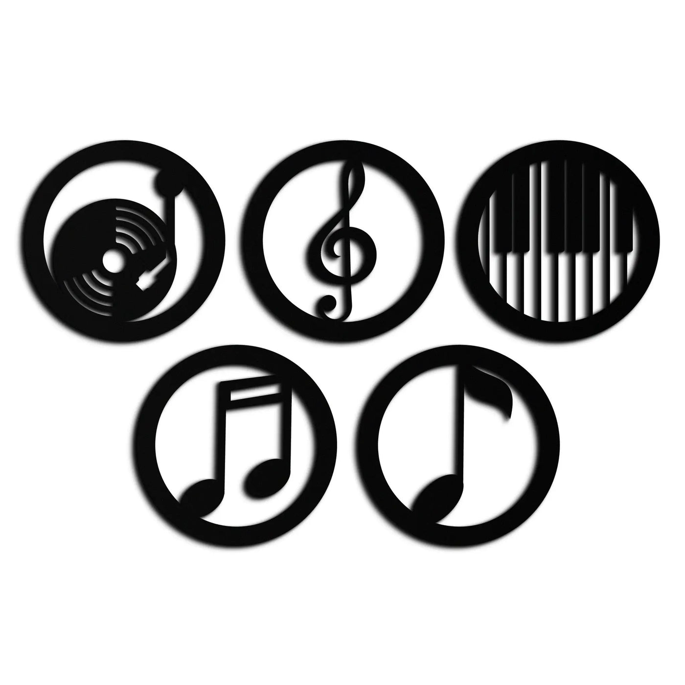 Music Notes & Instruments Wall Art - Modern Metal Music Decor- KAF257 by Enova Art