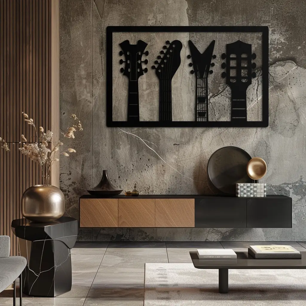 Guitar Neck Metal Wall Art - Modern Music Lover’s Decor- KAF258 by Enova Art